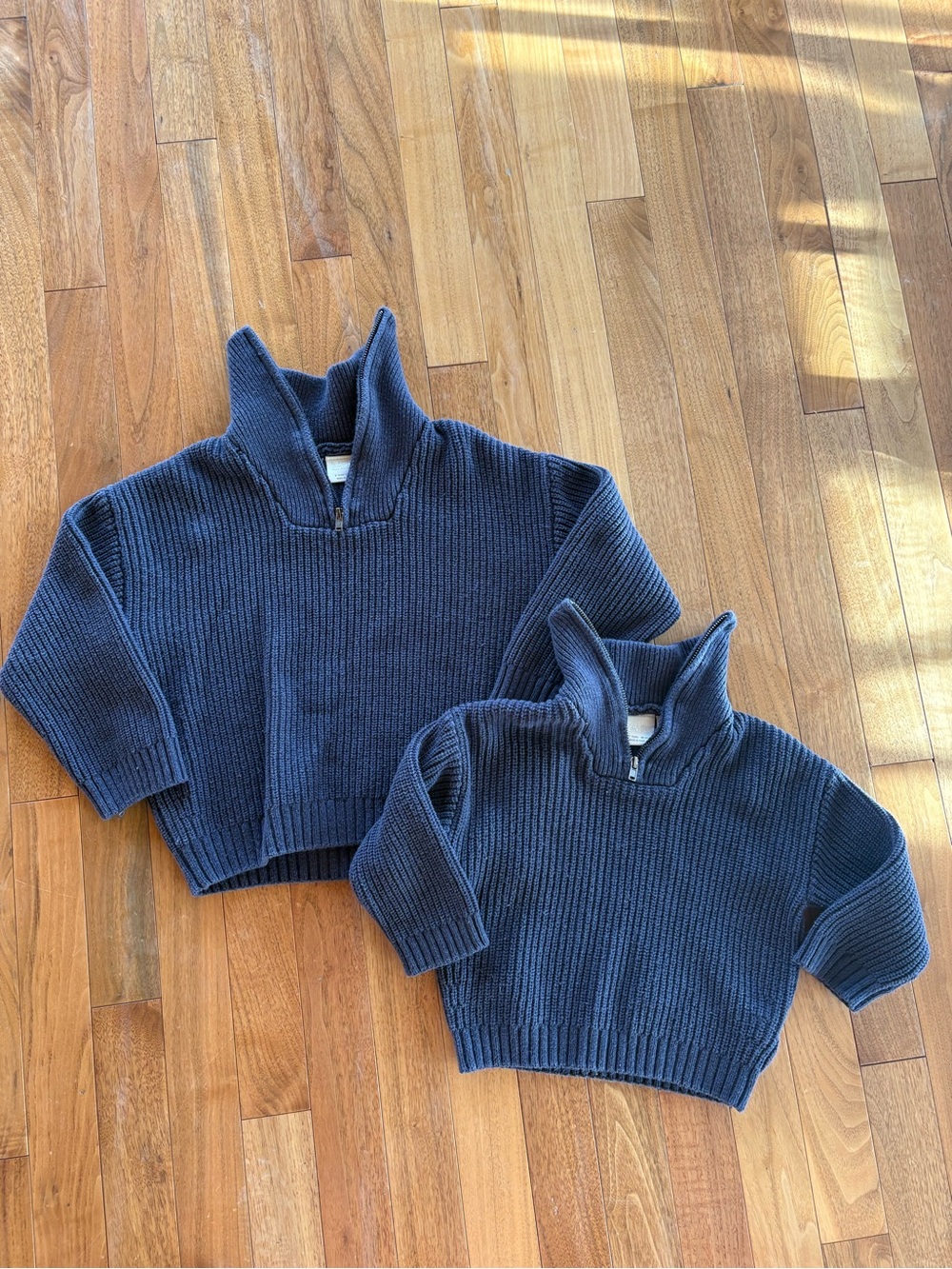 Zara Kids Navy Ribbed Half-Zip Sweater